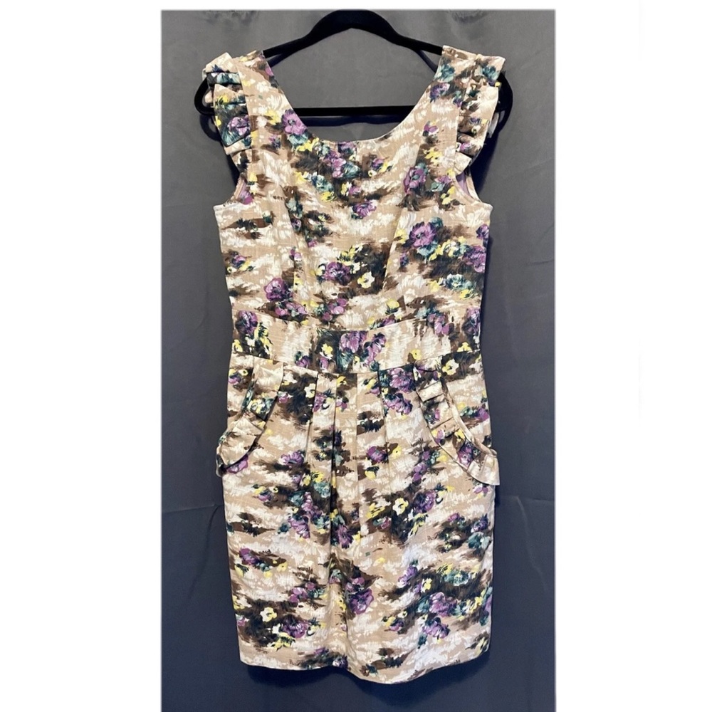 ModCloth Darling Pleated Front Sheath Summer Dress with Ruffles Size Medium